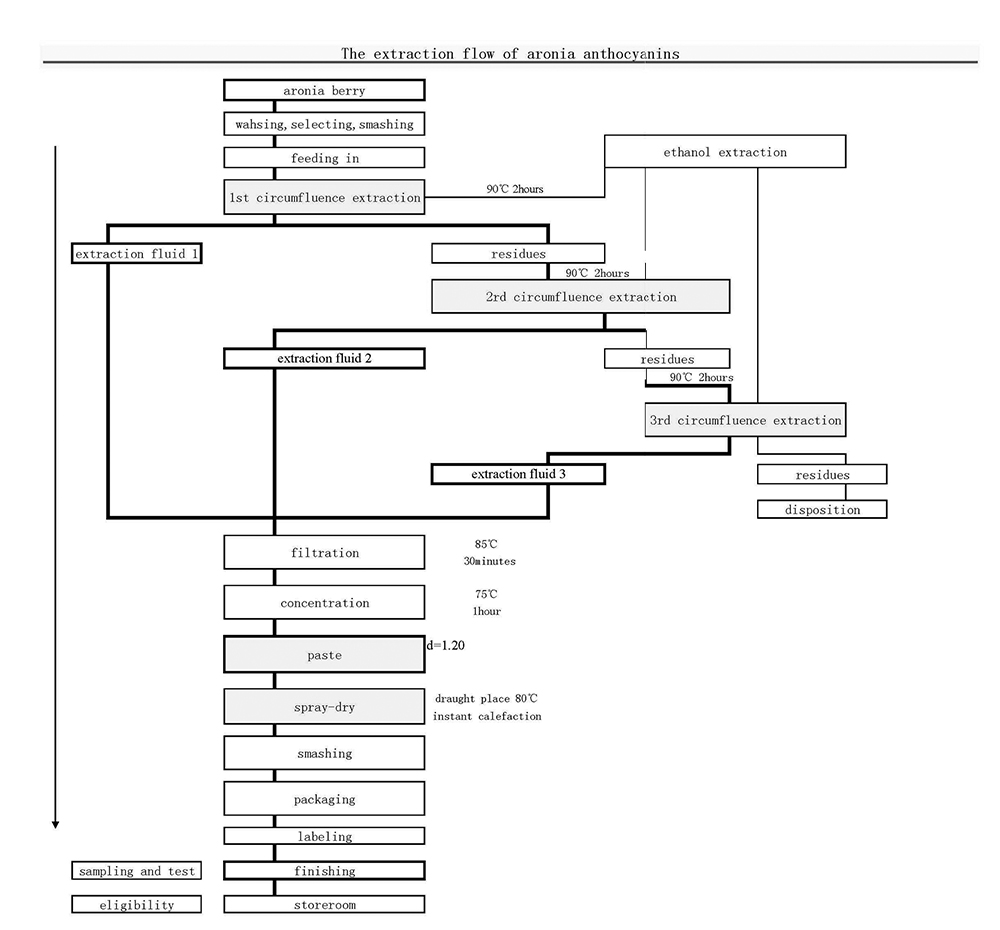 Le flux d'extraction des anthocyanes d'aronia